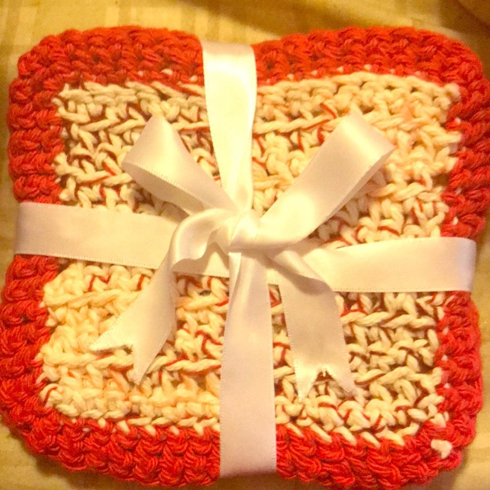 Set of 3 handcrafted washcloths. Crocheted