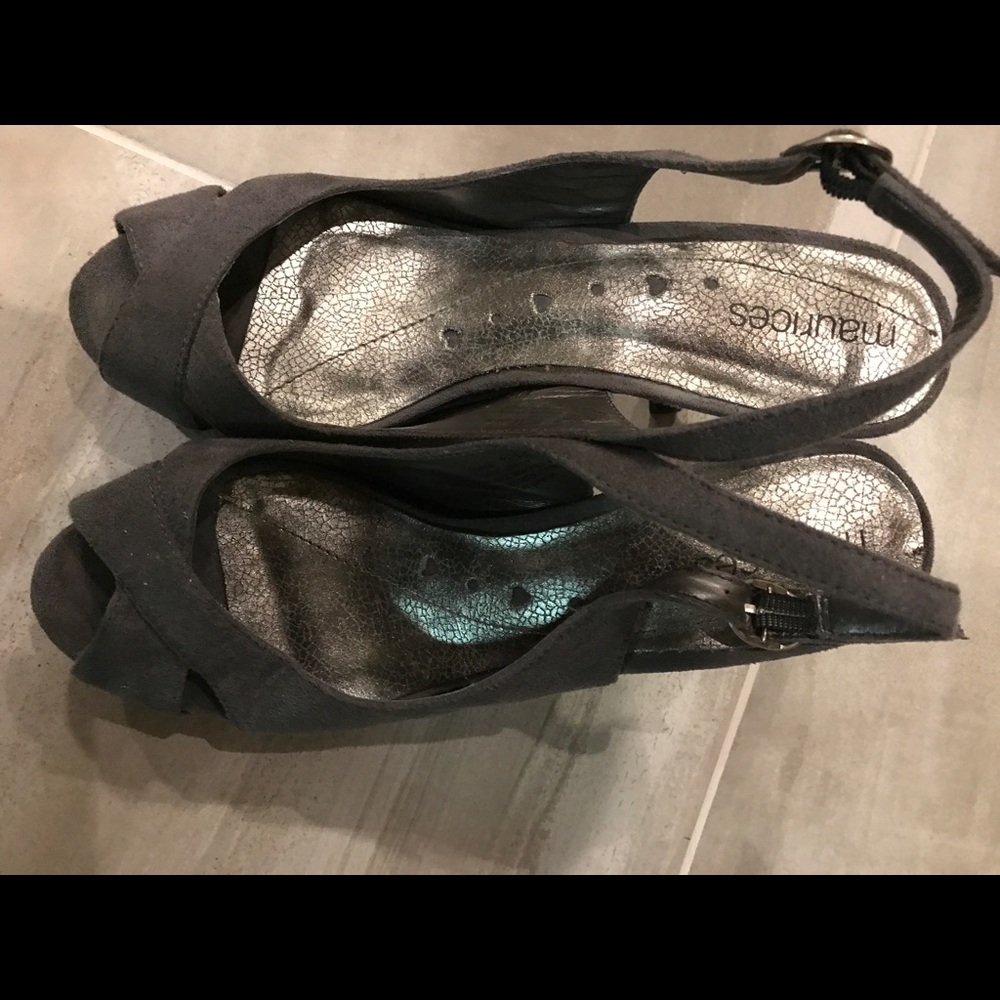 Gray Heeled Sandals