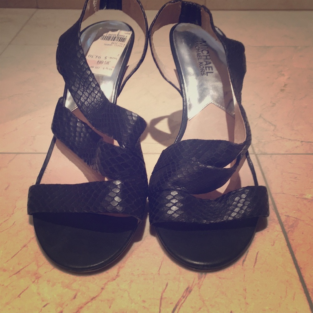 Classic black snakeskin sandals