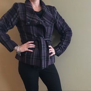 H&M PURPLE PLAID COAT