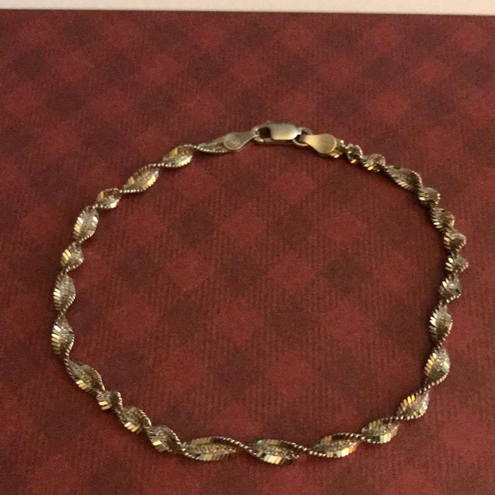 Vintage 925 Italy twisted flat chain bracelet