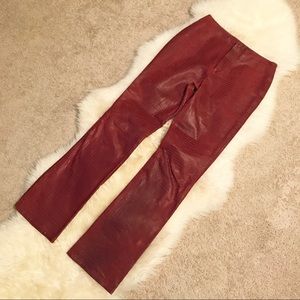 XOXO women’s red leather and suede snakeskin pants