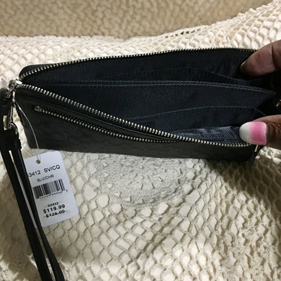 Coach New Gray/Black 8X5 Wristlet - Picture 4 of 4