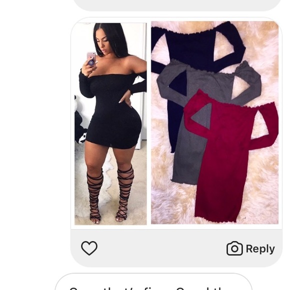 Off The Shoulder Ribbed Midi Dress New Ruffled - Picture 3 of 3