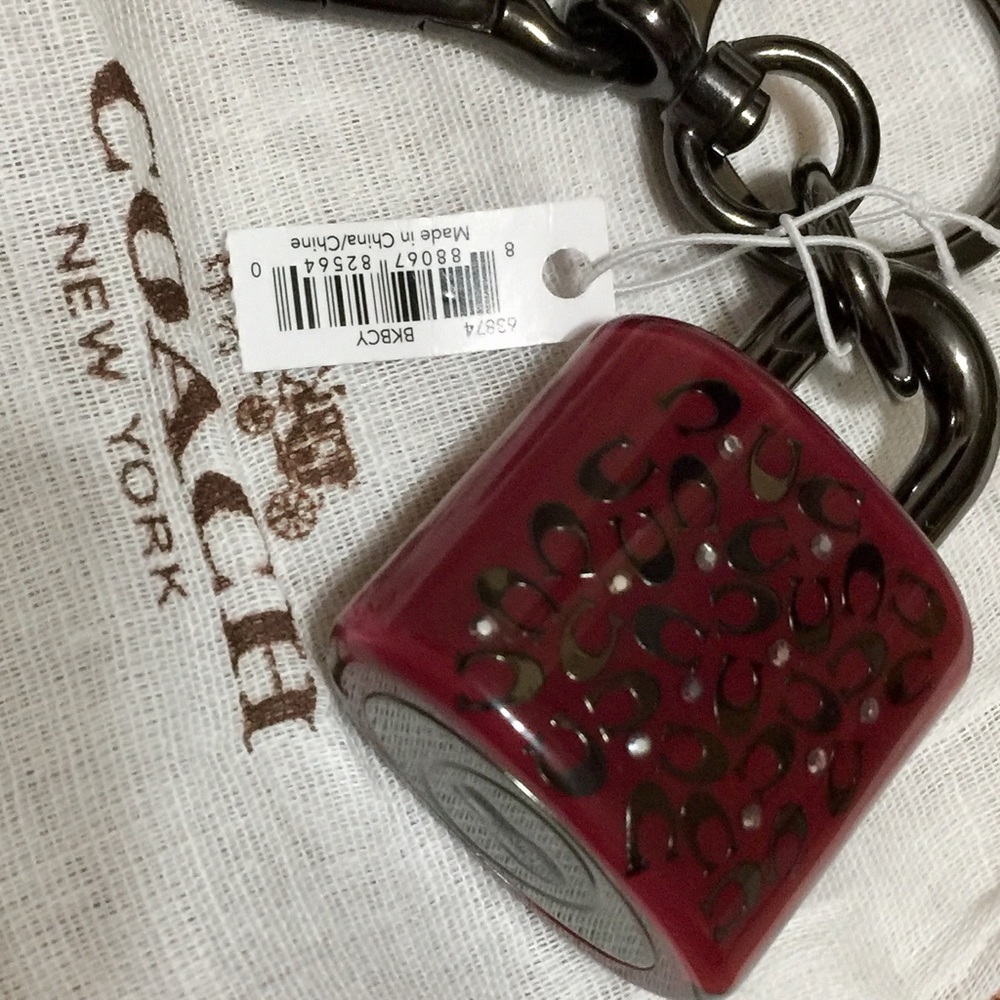 Coach padlock bag charm keychain NWT