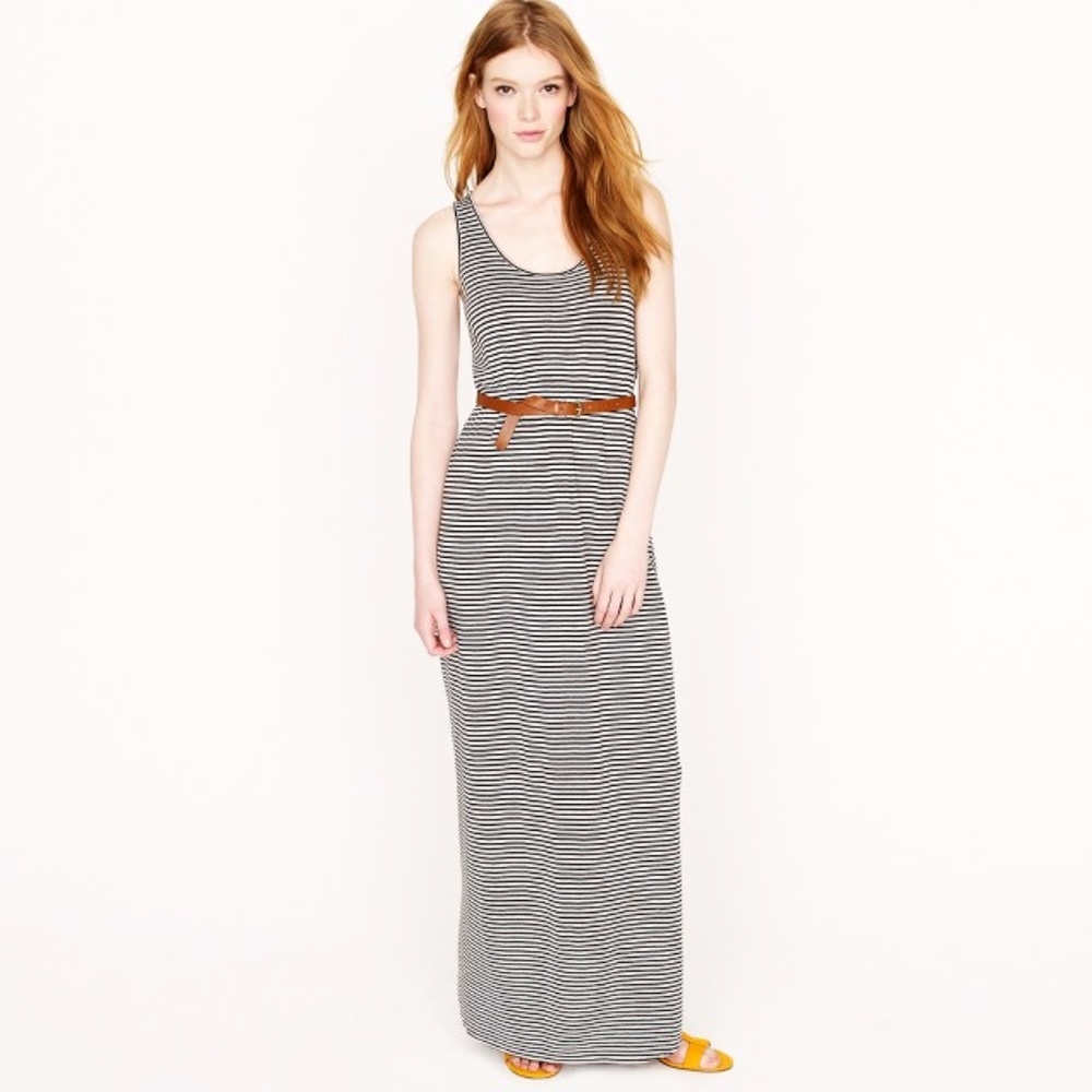 J.Crew Sasha maxidress black white skinny stripe