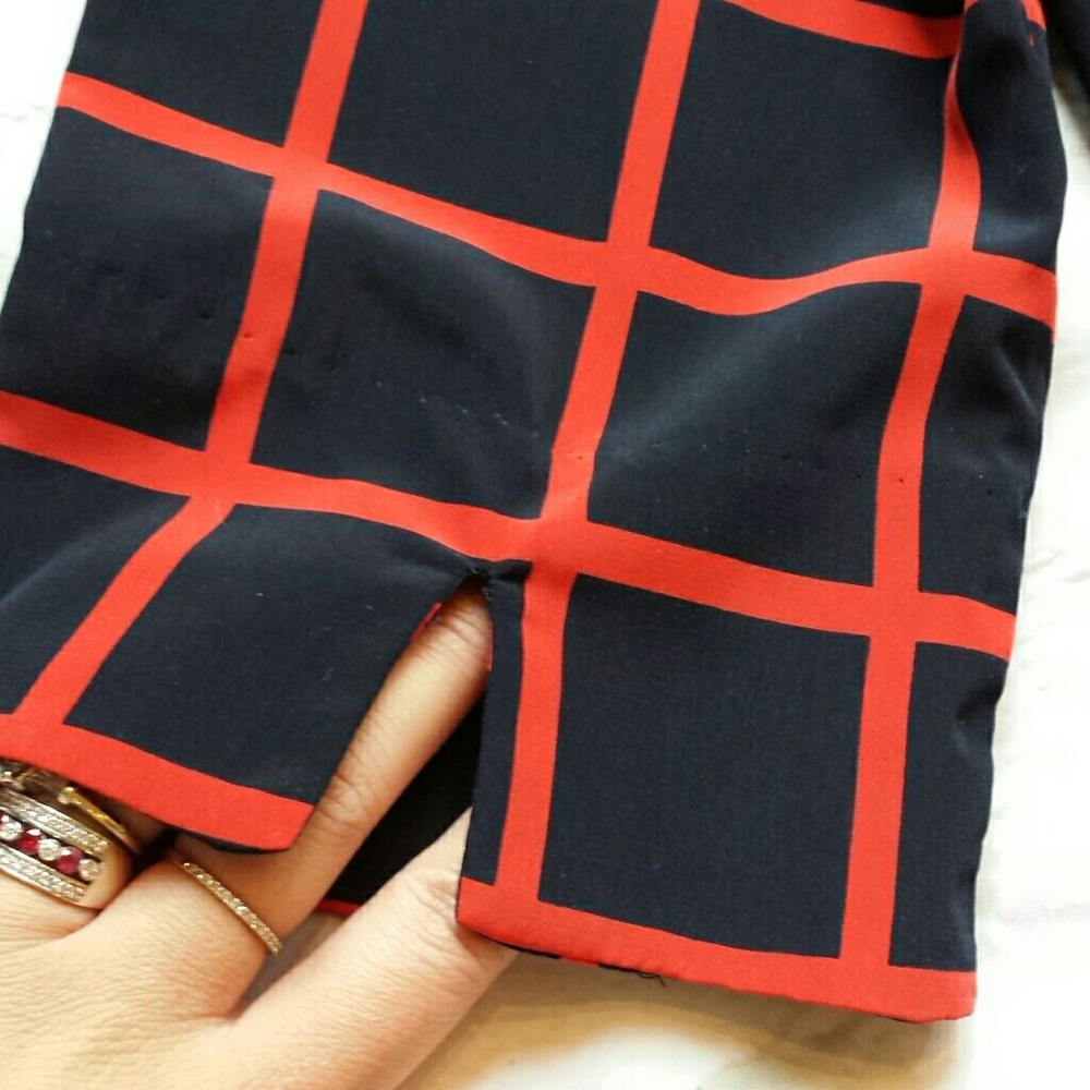 Gap Navy and Red Windowpane Dress - Picture 4 of 8