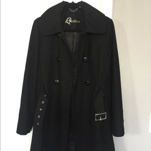 GUESS Wool-blend Black Peacoat