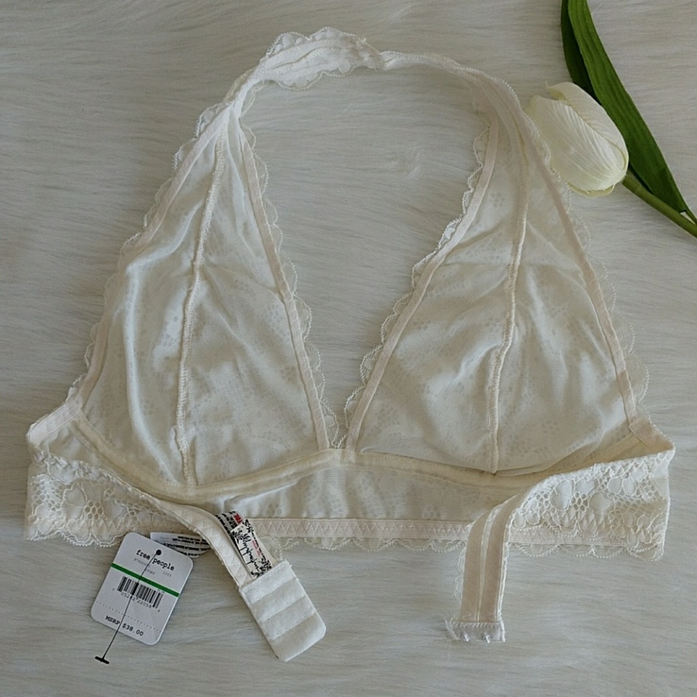 Size L FREE PEOPLE LACE HALTER BRA.nwt - Picture 5 of 6