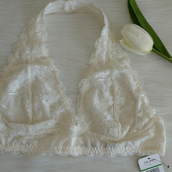 Size L FREE PEOPLE LACE HALTER BRA.nwt - Picture 3 of 6
