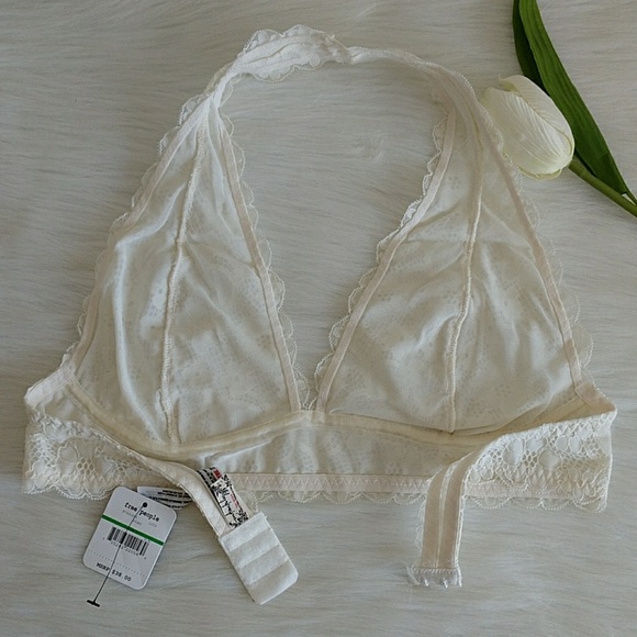 Size L FREE PEOPLE LACE HALTER BRA.nwt - Picture 5 of 6