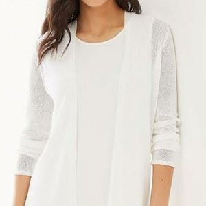J.Jill White Open Front Cardigan Size Small Petite