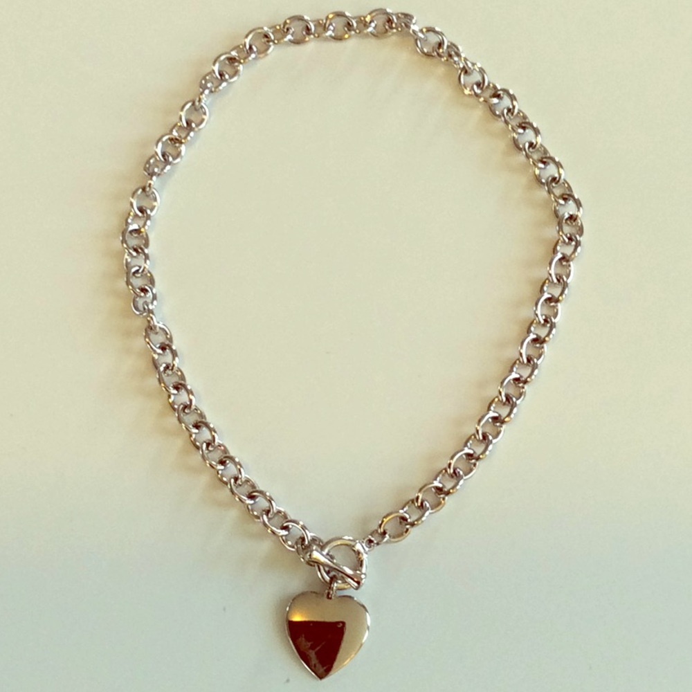 Silver chunky heart necklace