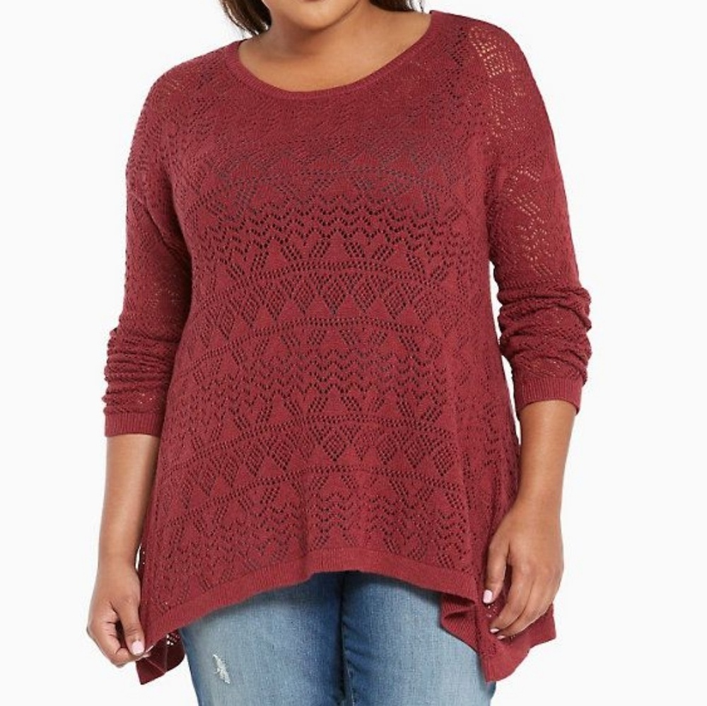 Open stitch tunic sweater