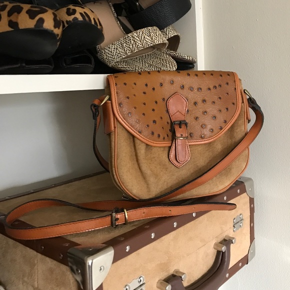 Vintage Handbags - Vintage Ostrich Leather Crossbody Bag