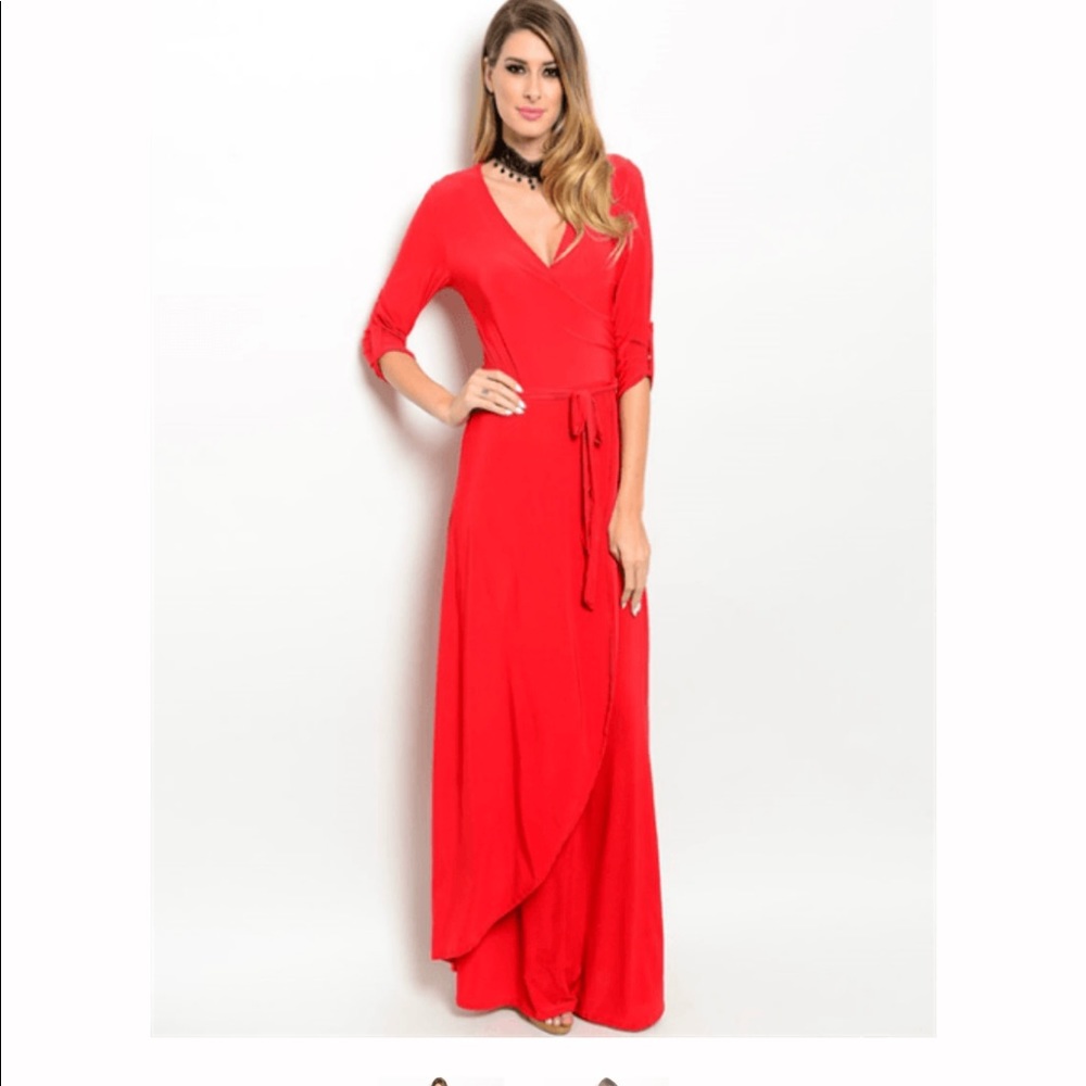 Long sleeve warp maxi dress