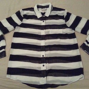 Womens Banana Republic Dress Shirt M Medium Navy B