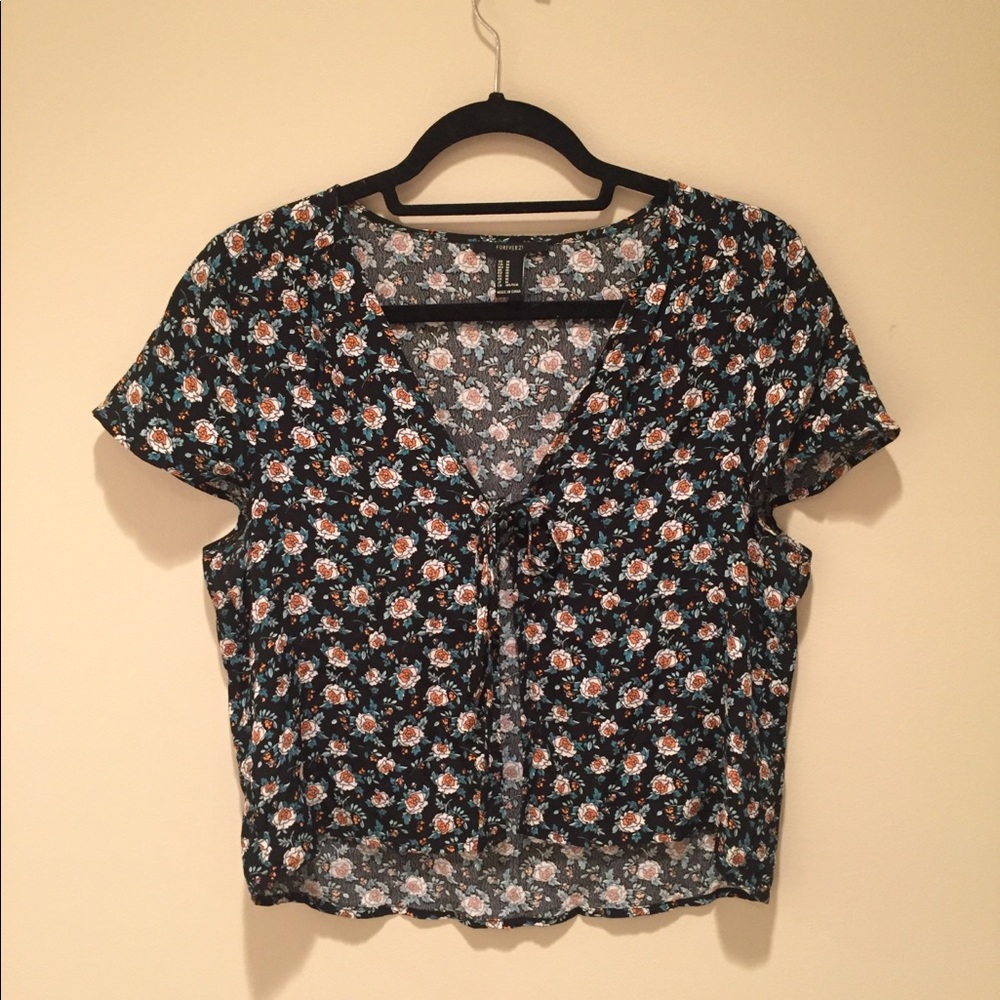 Tie-Front Floral Blouse