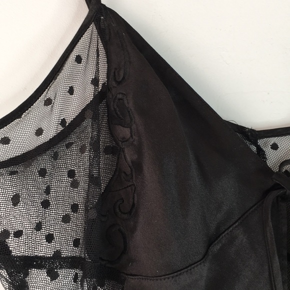 Victoria secret black sheet polka dot baby doll Y2K slip mini dress S - Picture 3 of 5