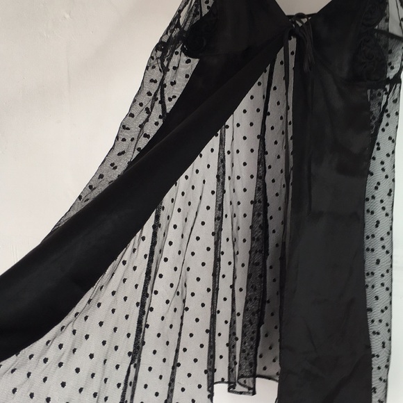 Victoria secret black sheet polka dot baby doll Y2K slip mini dress S - Picture 4 of 5