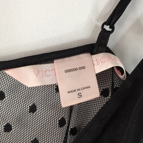 Victoria secret black sheet polka dot baby doll Y2K slip mini dress S - Picture 5 of 5