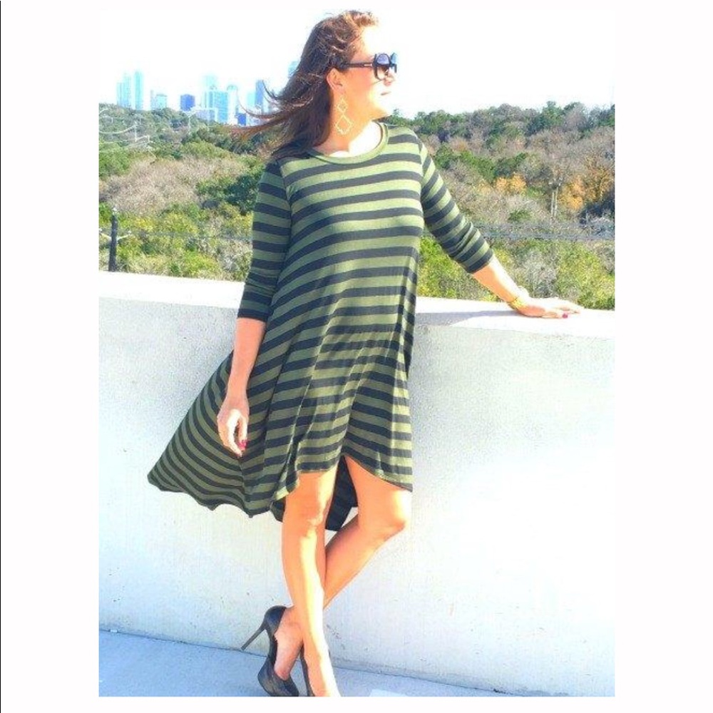 High low striped dress