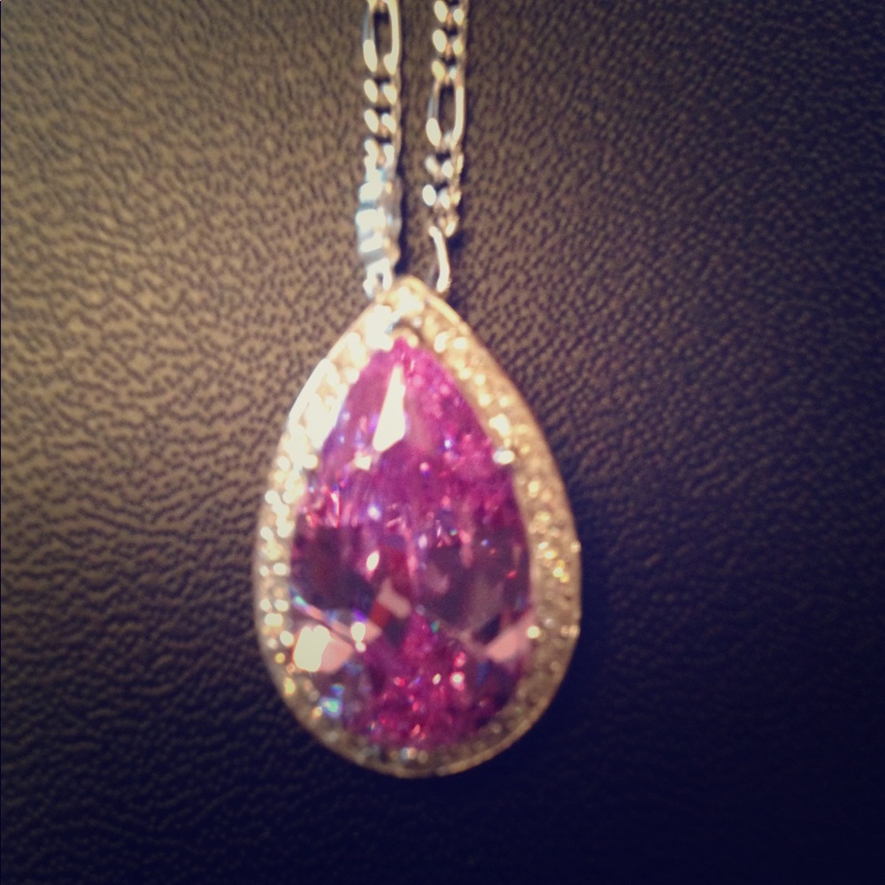 Sterling silver Pink and White CZ necklace