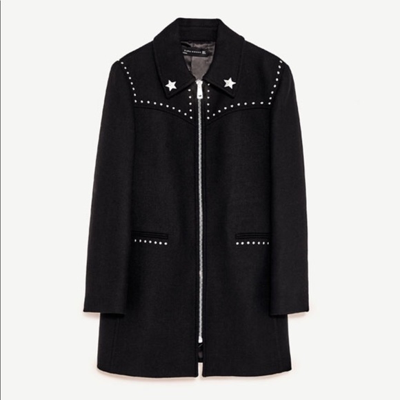 zara studded coat