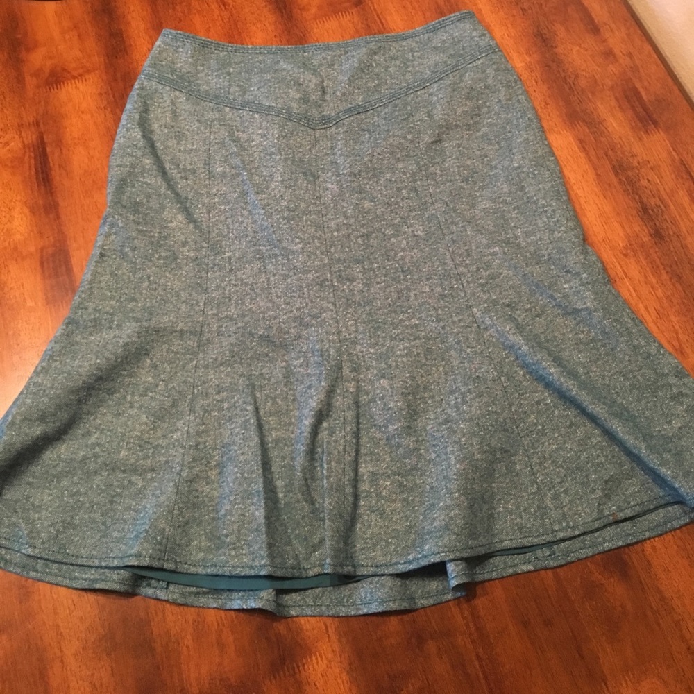 Ann Taylor Loft green tweed tulip skirt