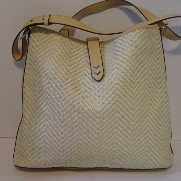 Stella & Dot Handbags - Stella & Dot Crosby Hobo Neutral Woven Chevron Bag