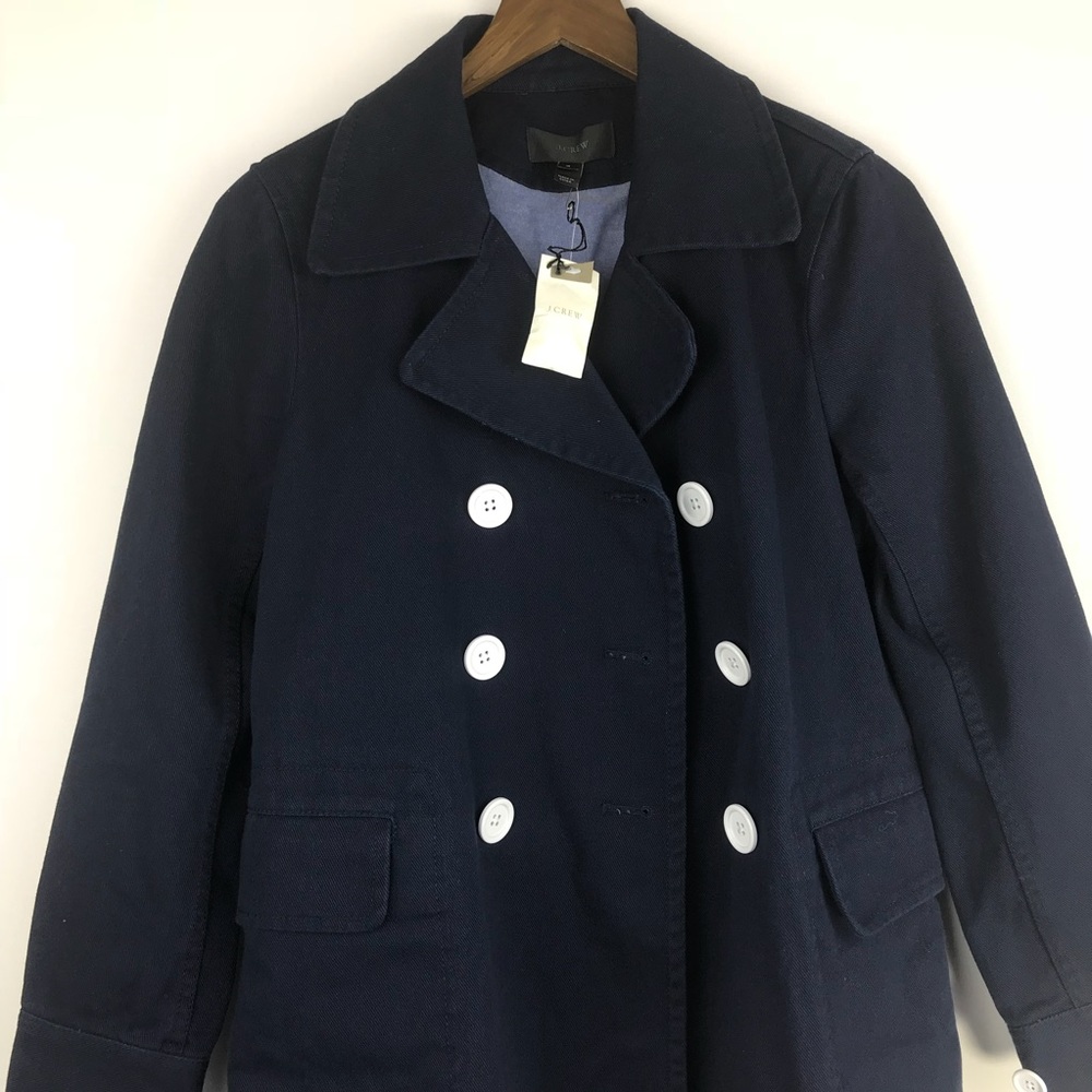 NWT J. Crew Peacoat in Heavyweight Cotton Coat - Picture 3 of 7