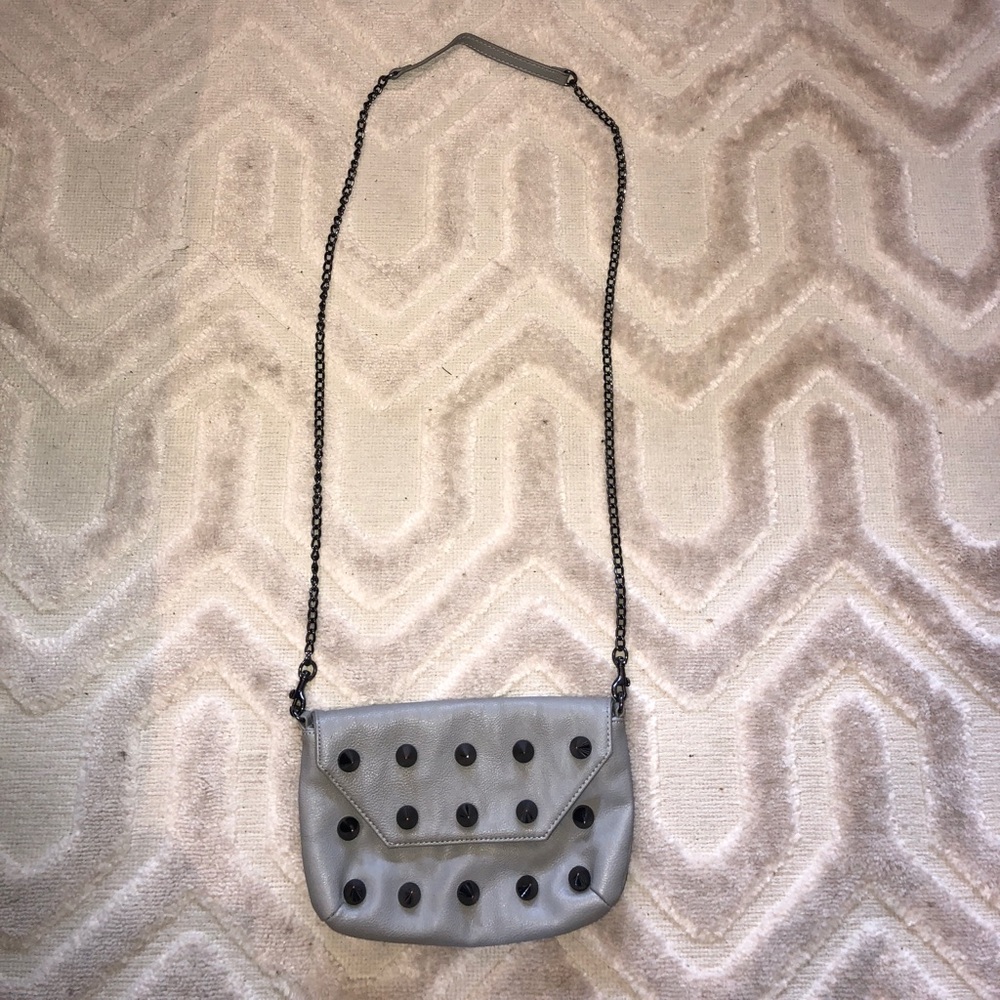 Grey studded crossbody bag