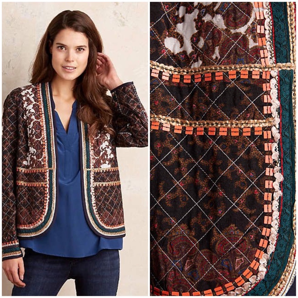 Anthropologie EU BLANK Sabina Quilted Jacket RARE