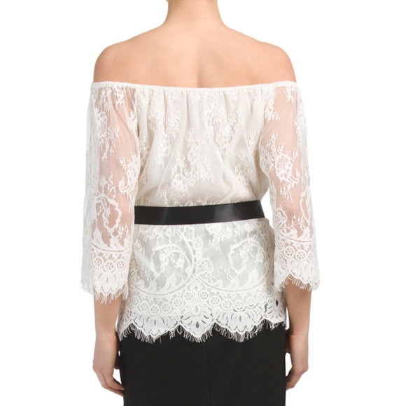 NWT Off Teri Jon Rickie Freeman Lace Top - Picture 2 of 3