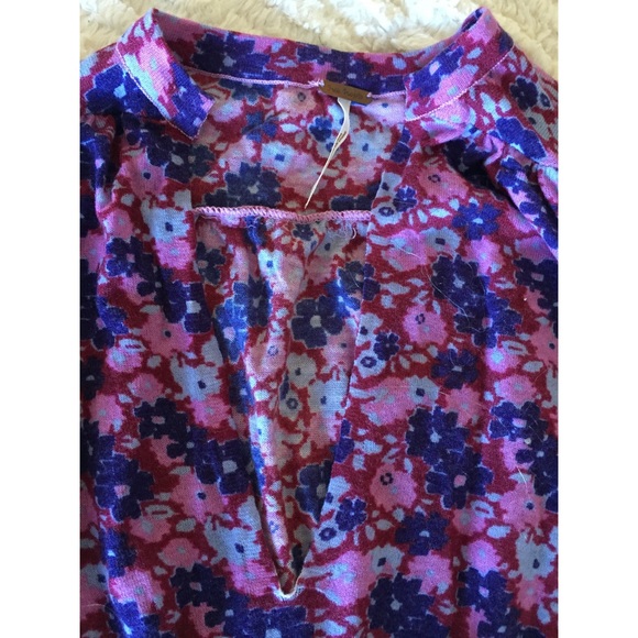 Free People V-Neck Flower Top - Picture 2 of 5