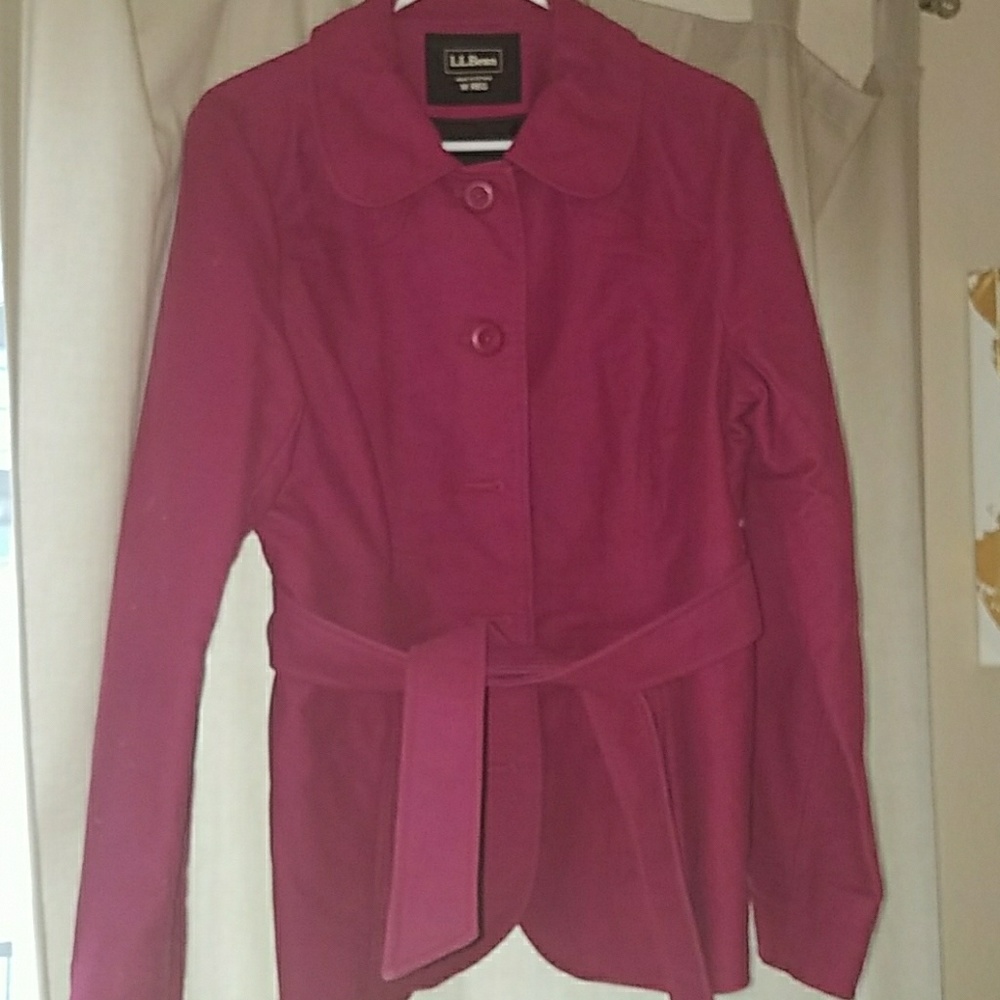 Nwot L.L.Bean Magenta Pea Coat with Belt