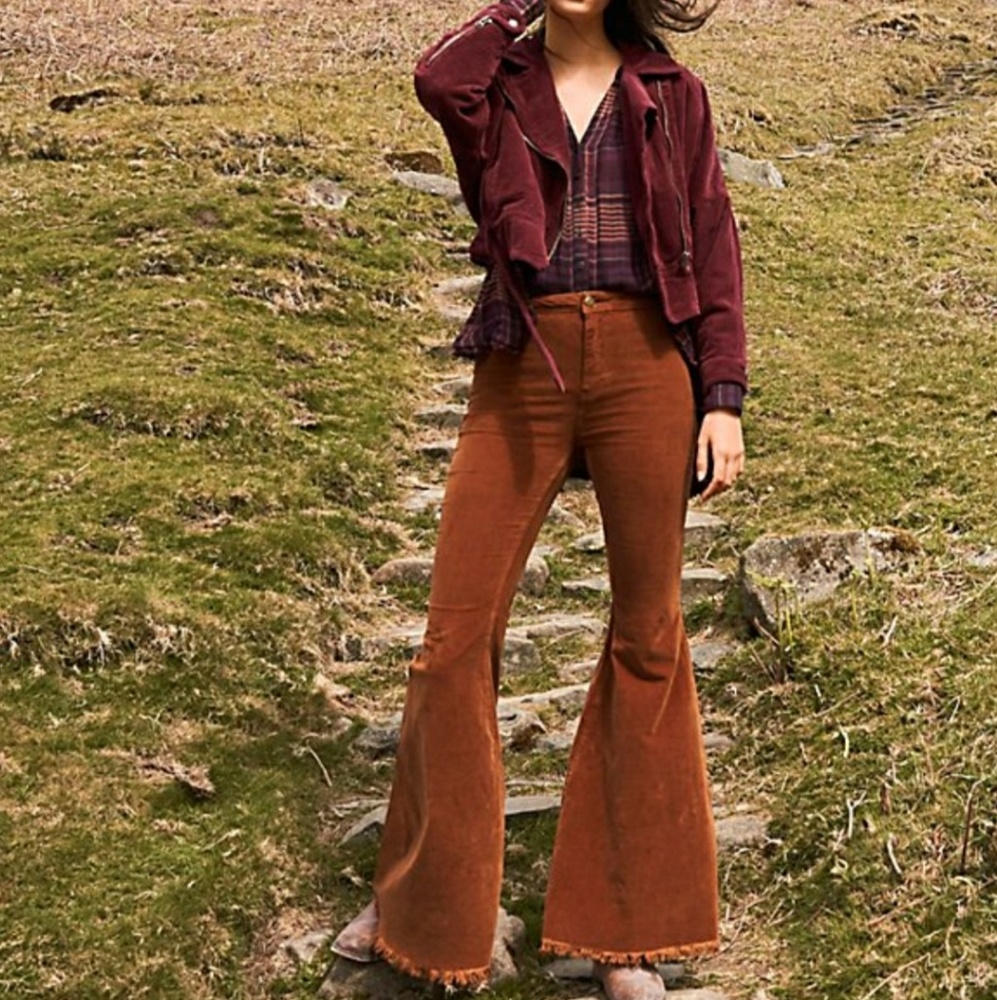 Free People Corduroy Navy Bell Bottoms 25
