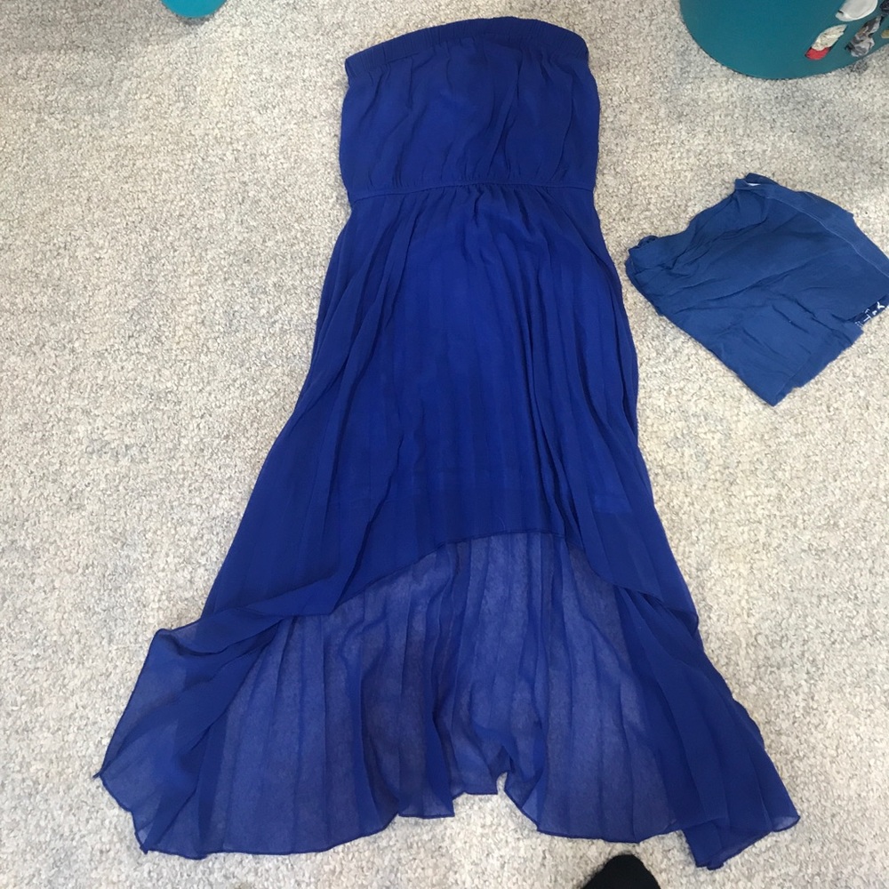 Bright blue sleeveless dress
