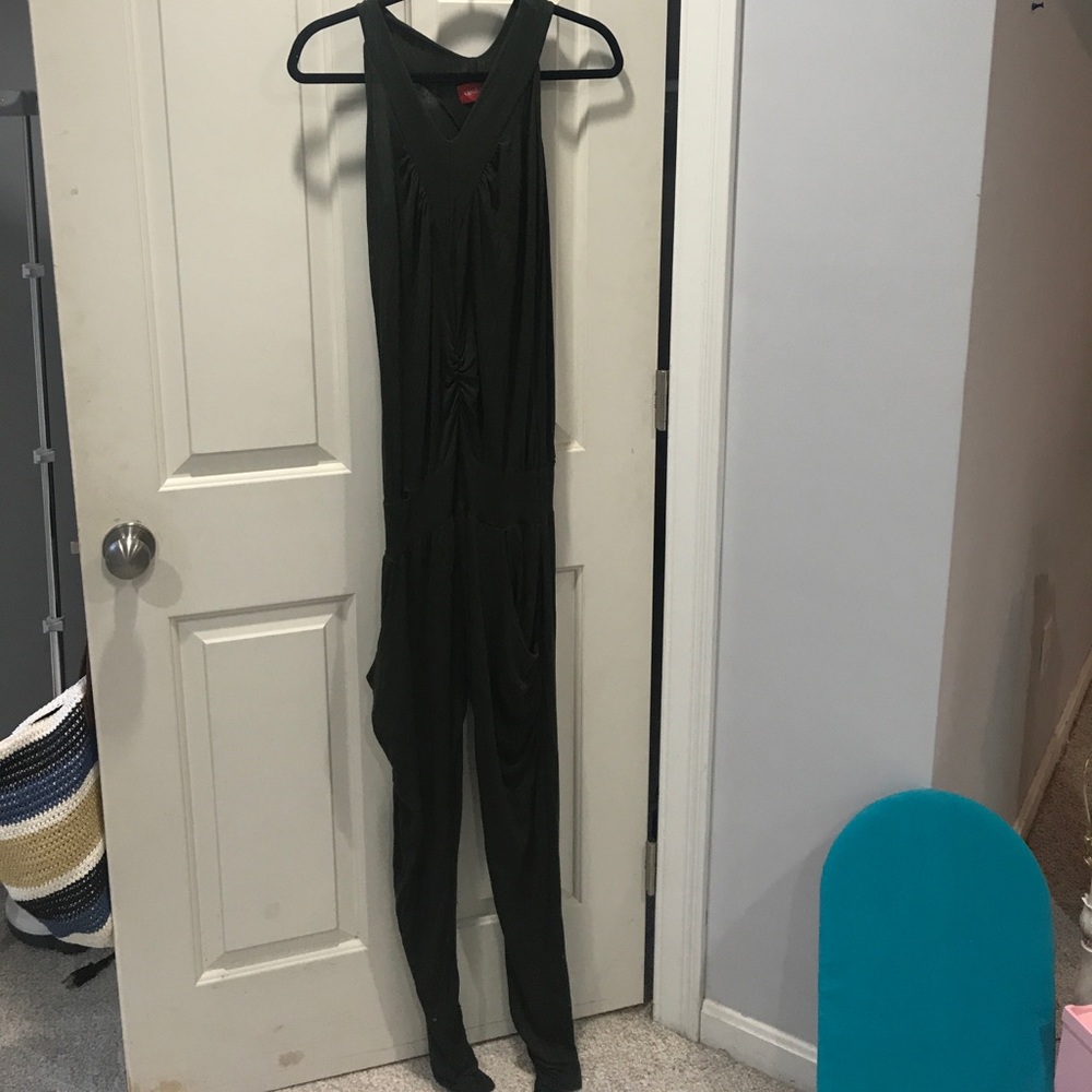 Army-green jump suit