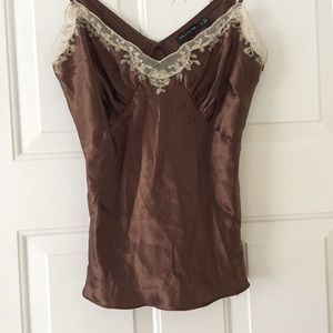 Camisole brown top camisole beige pearl lace Small