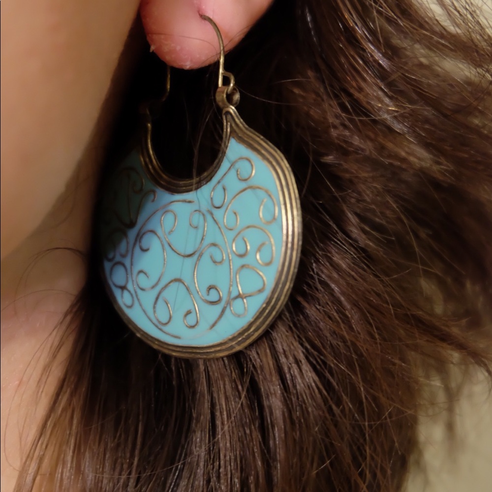 Vintage Turquoise Bronze Earrings