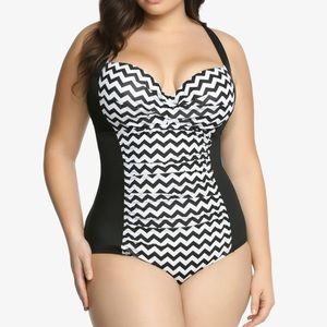 Black and White Chevron Swimsuit One piece