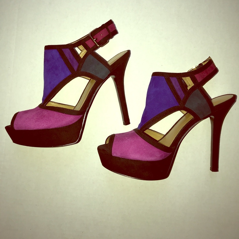 Nine West Suede Colorblock Platforms 8.5