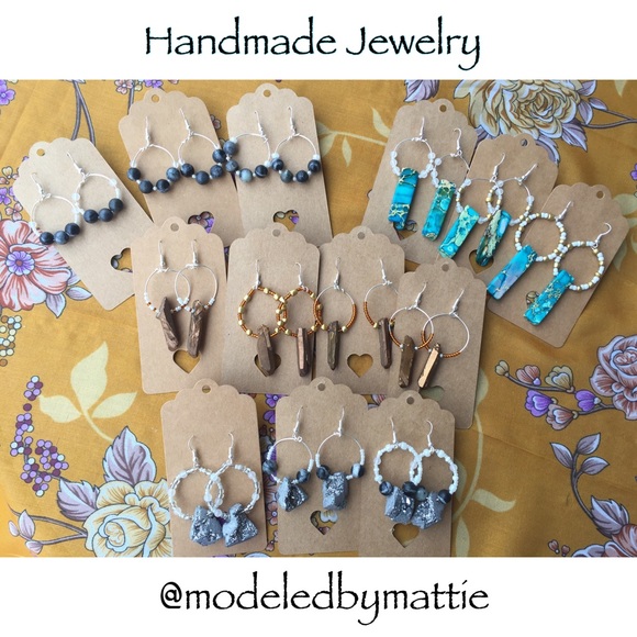 Jasper Beaded Hoop Earrings - Picture 6 of 6