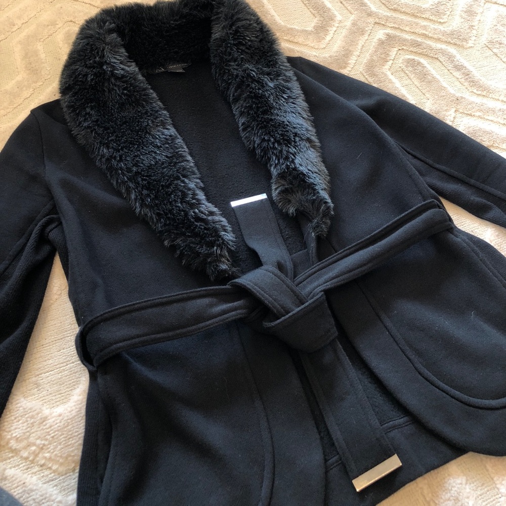 Armani exchange fur neck jacket