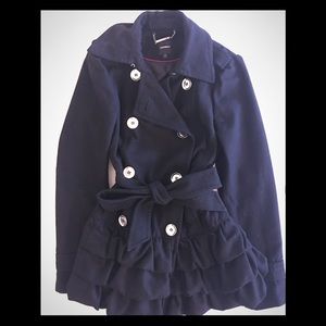 EXPRESS ruffle peplum peacoat