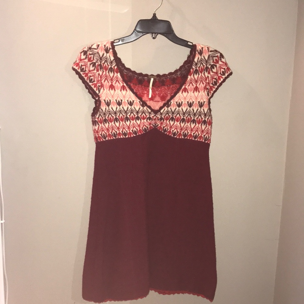 FREE PEOPLE Burgundy Sweater Dress