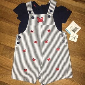 NWT seersucker and crab overalls