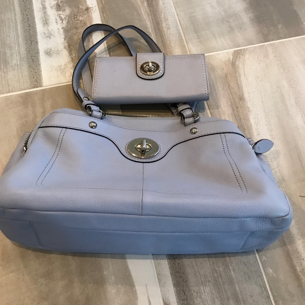 Authentic Coach Periwinkle Handbag and Wallet