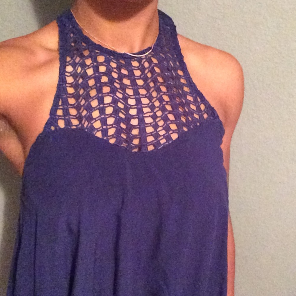 Navy Flowy Blouse